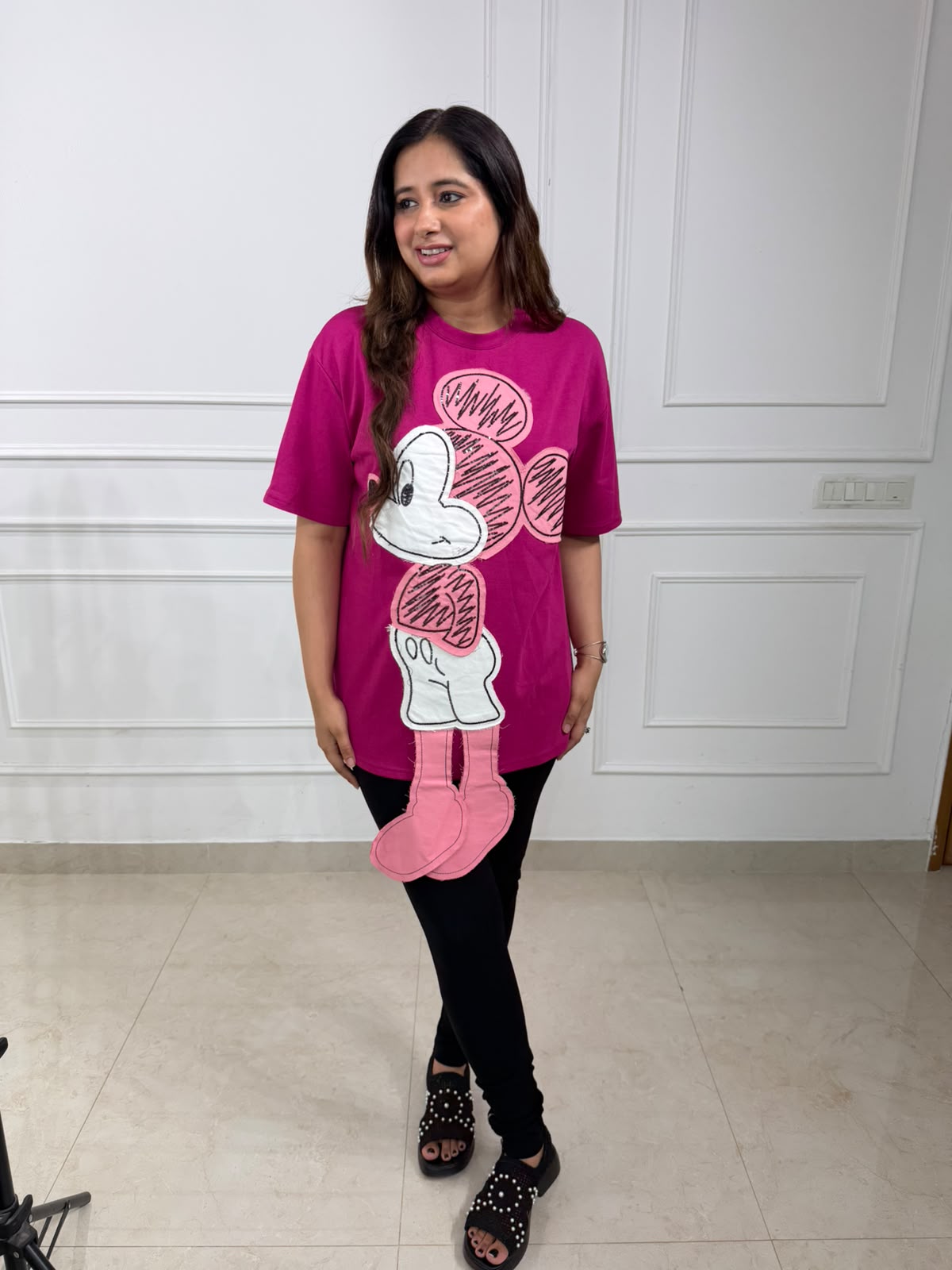 Misha | Oversized Character Graphic Cotton T-Shirt for Women