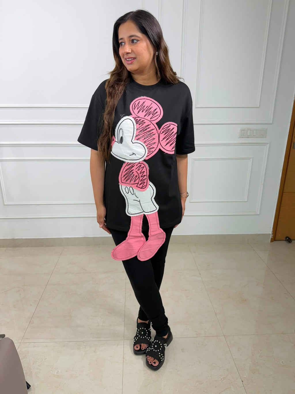Misha | Oversized Character Graphic Cotton T-Shirt for Women