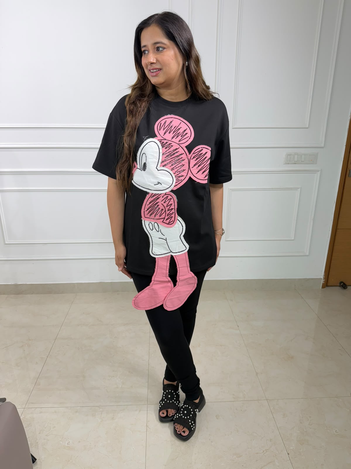 Misha | Oversized Character Graphic Cotton T-Shirt for Women