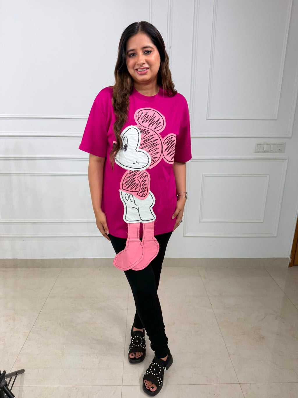 Misha | Oversized Character Graphic Cotton T-Shirt for Women