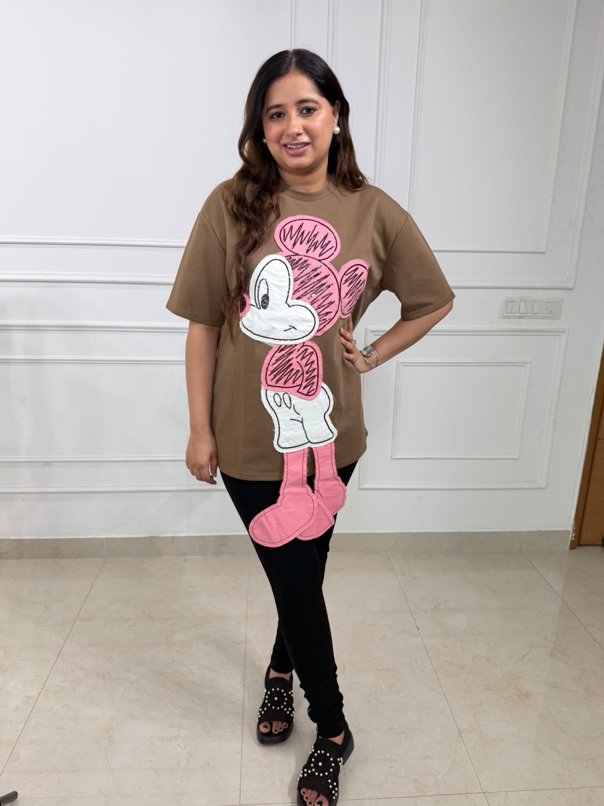 Misha | Oversized Character Graphic Cotton T-Shirt for Women