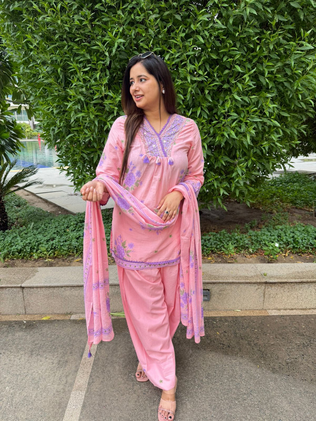 Vihana | Floral Embroidered Kurta with Straight Pant & Dupatta Set for Women