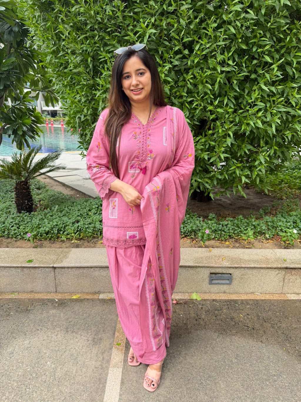 Aadhya | Embroidered Kurta with Straight Pant & Dupatta Set for Women