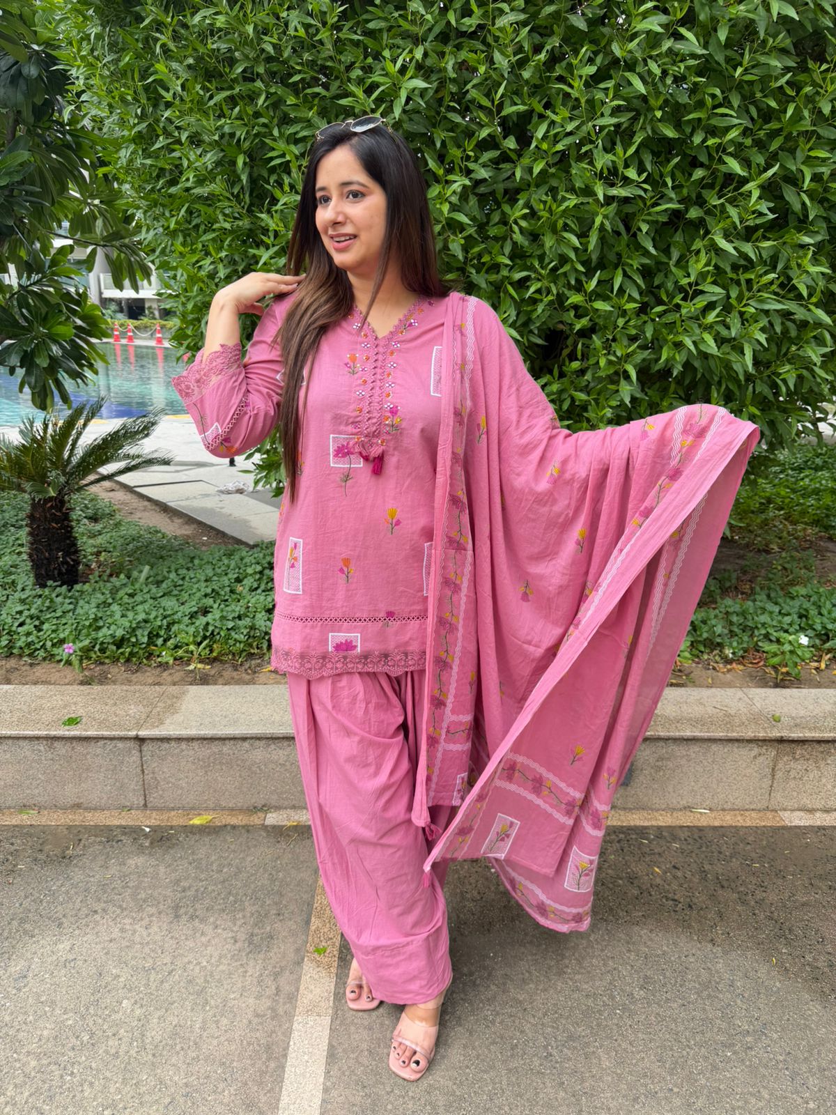 Aadhya | Embroidered Kurta with Straight Pant & Dupatta Set for Women