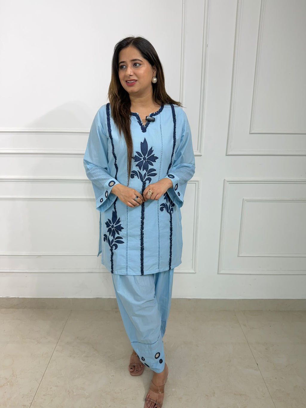 Aarika | Floral Embroidered Straight Kurta with Relaxed Pants Co-ord Set for Women
