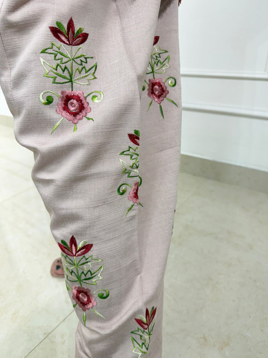 Aurelian | Blush Pink Embroidered Straight Kurta with Matching Pants