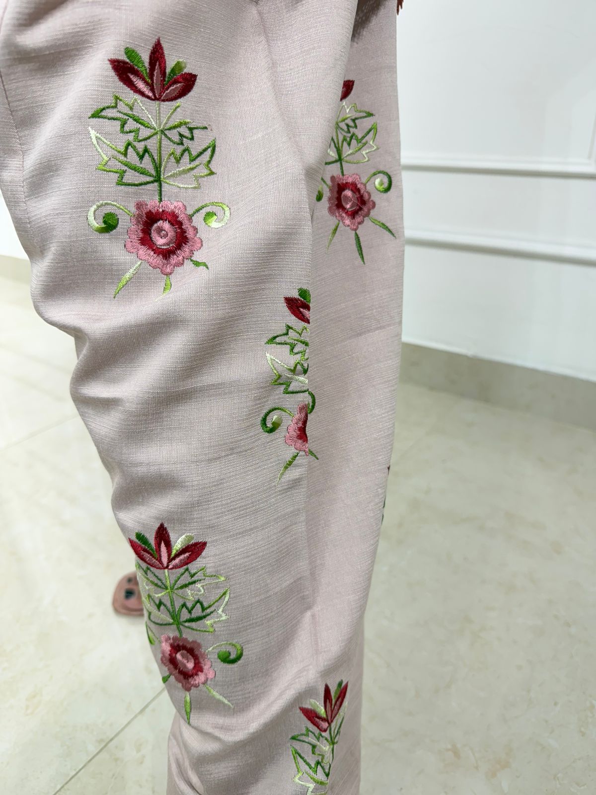 Aurelian | Blush Pink Embroidered Straight Kurta with Matching Pants