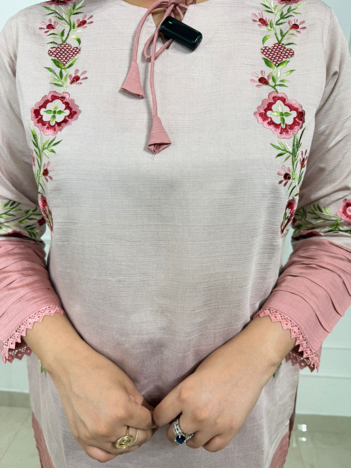 Aurelian | Blush Pink Embroidered Straight Kurta with Matching Pants