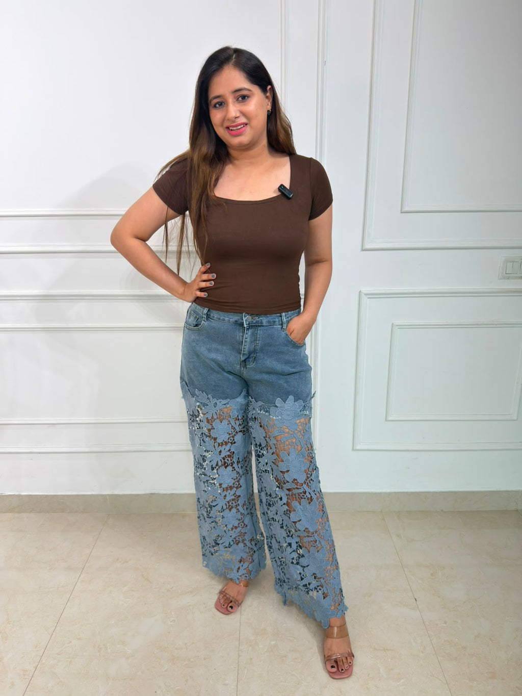 Vastra | Women's Solid Square Neck Fitted Top | Short Sleeve Stretch Slim Fit Casual Everyday Essential Tee