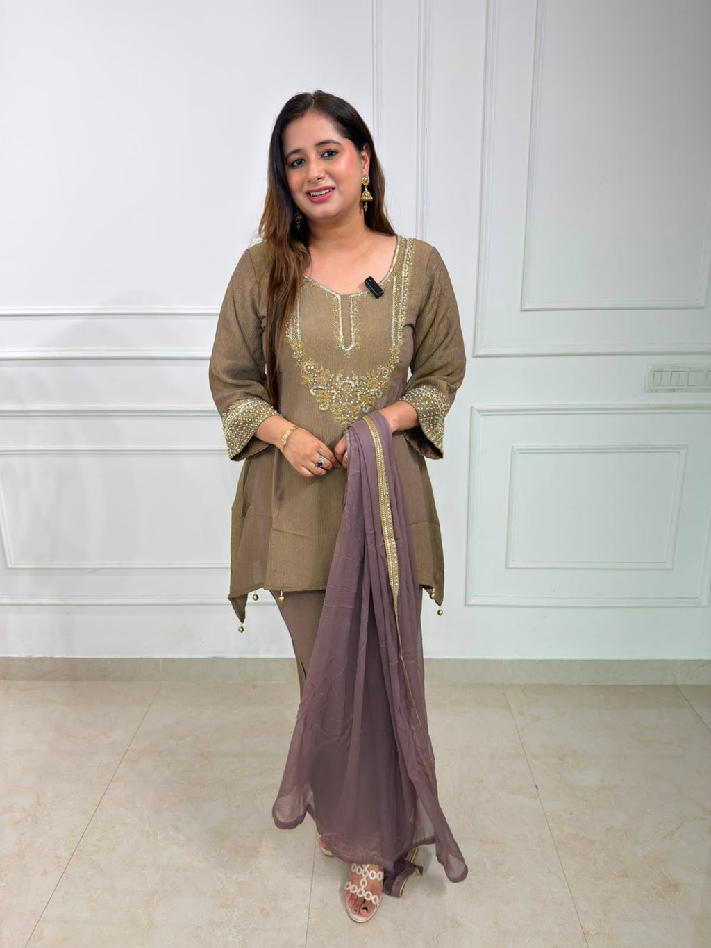 Cocoa | Grace Embroidered Suit Set