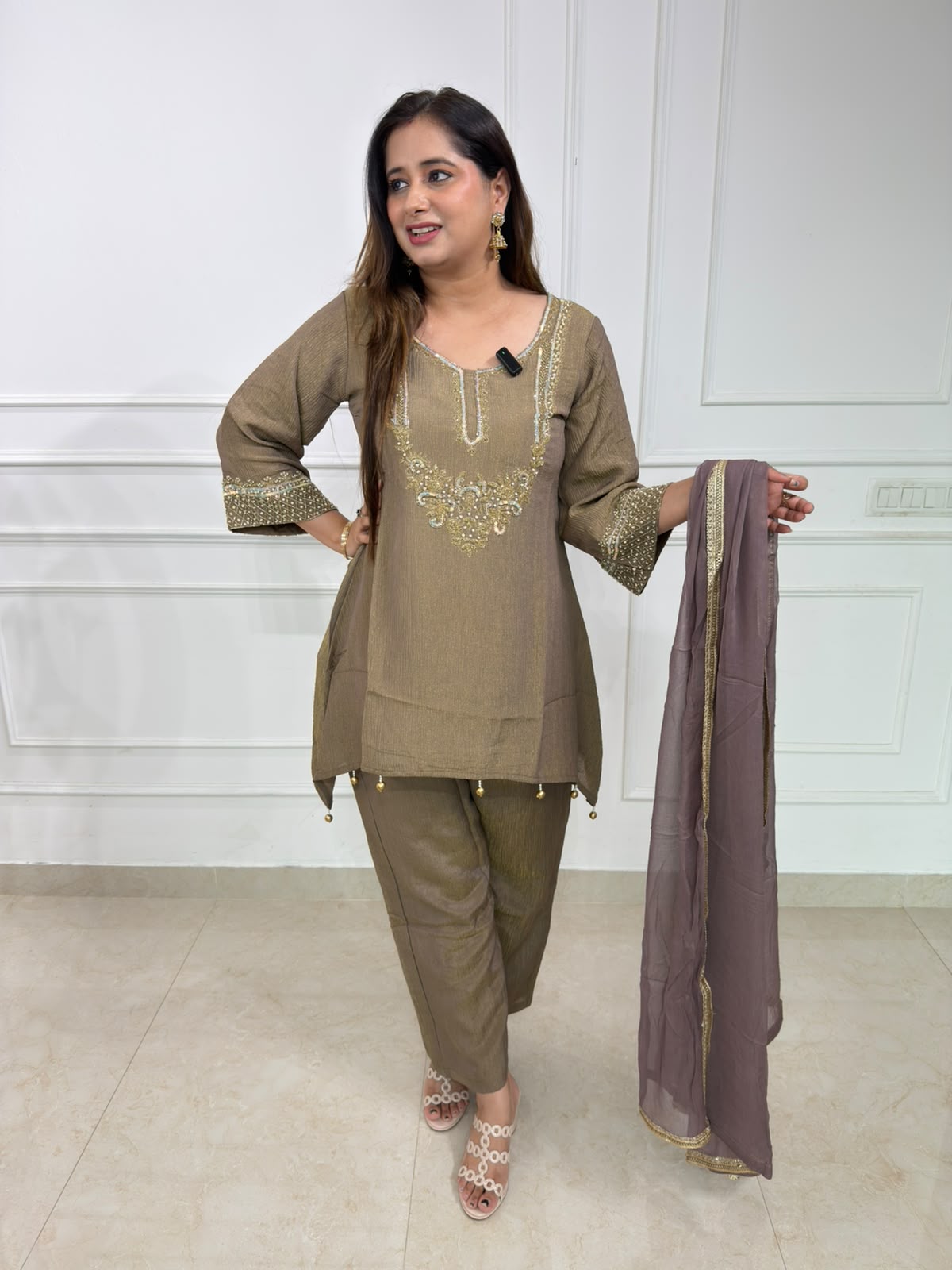 Cocoa | Grace Embroidered Suit Set