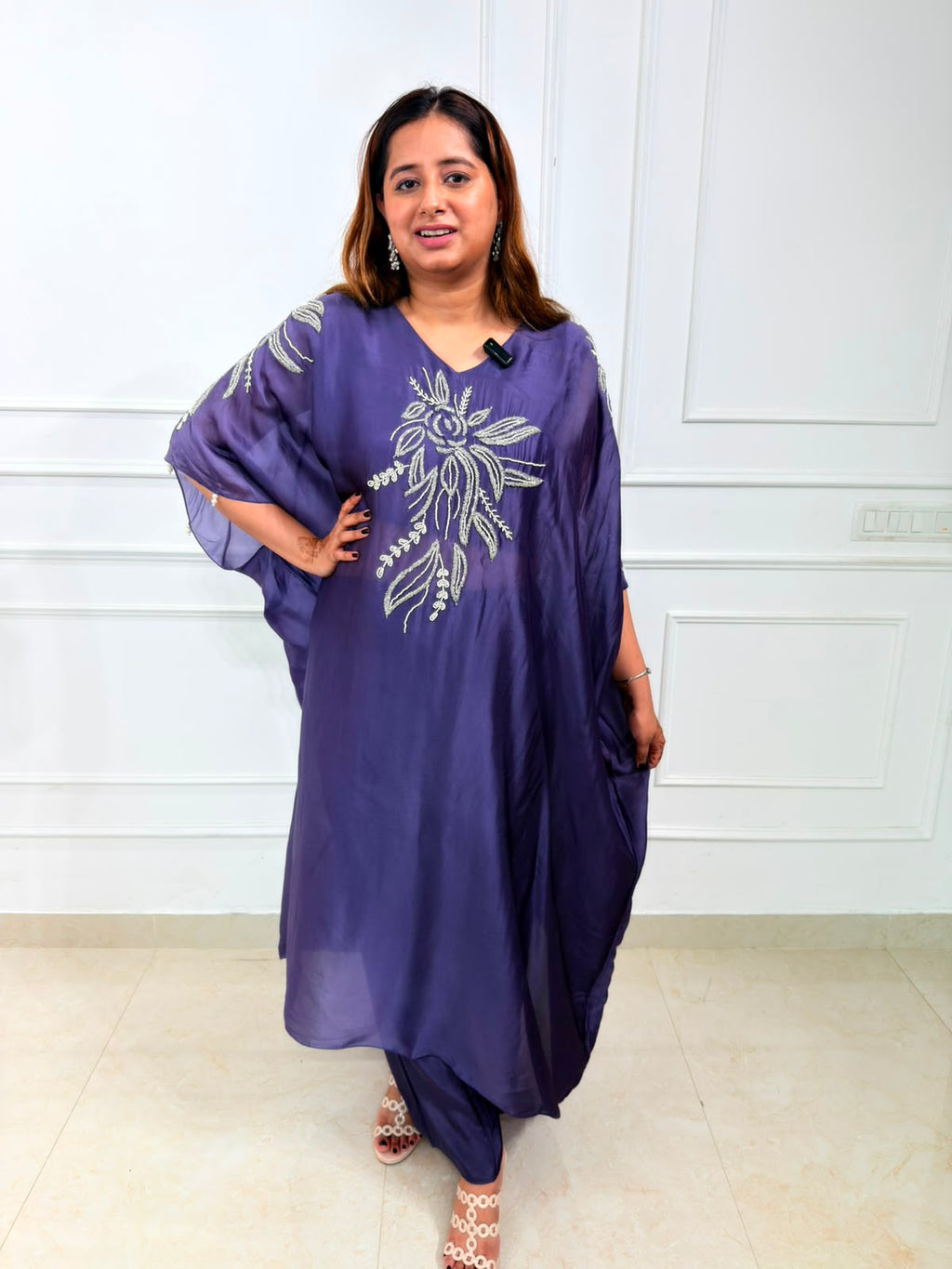 Viola | Floral Embroidered Kaftan Co-Ord Set