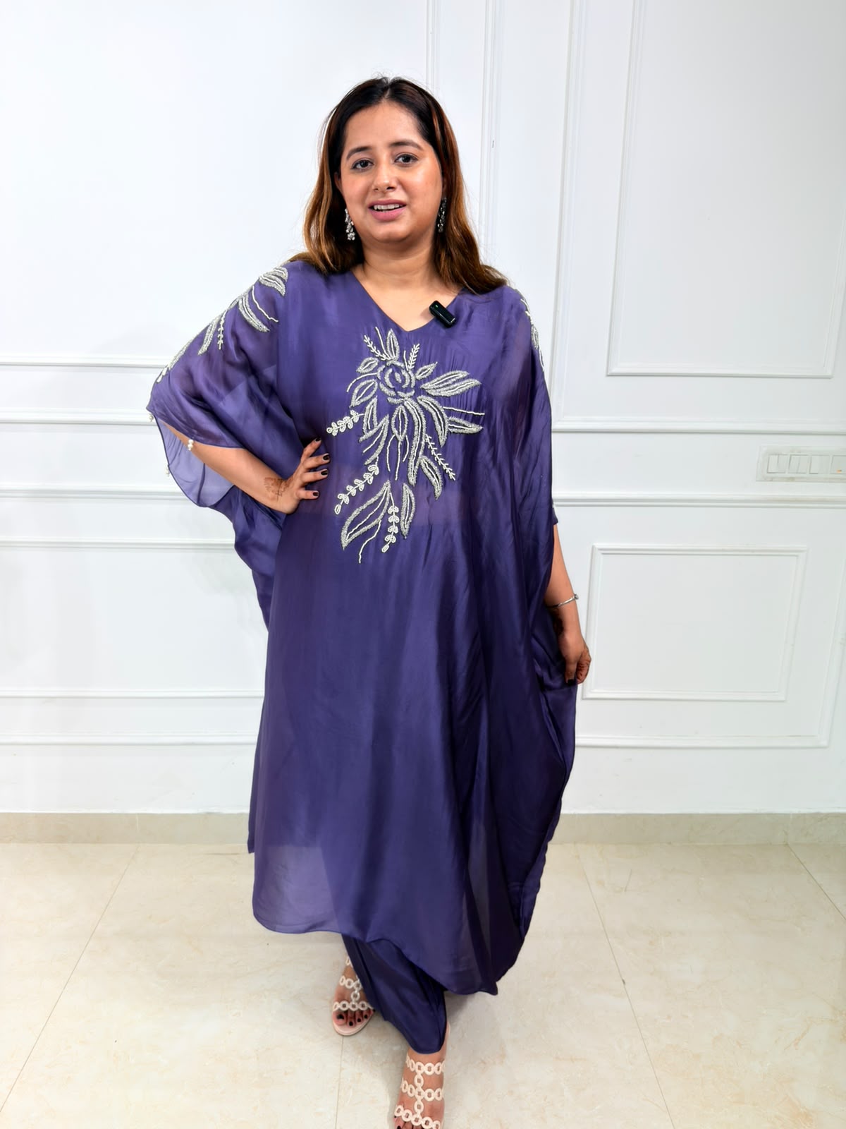 Viola | Floral Embroidered Kaftan Co-Ord Set