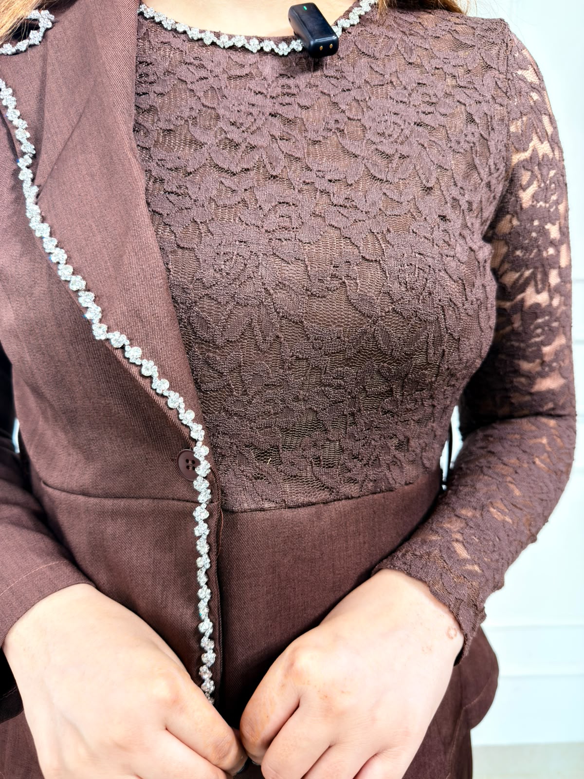 Elara | Lace Panel Belted Blazer Co-ord Set