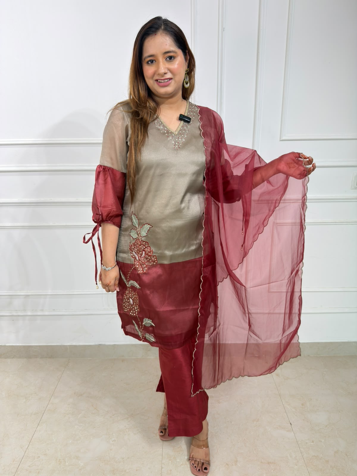 Meridienne | Premium Embroidered Organza Suit Set with Elegant Dupatta