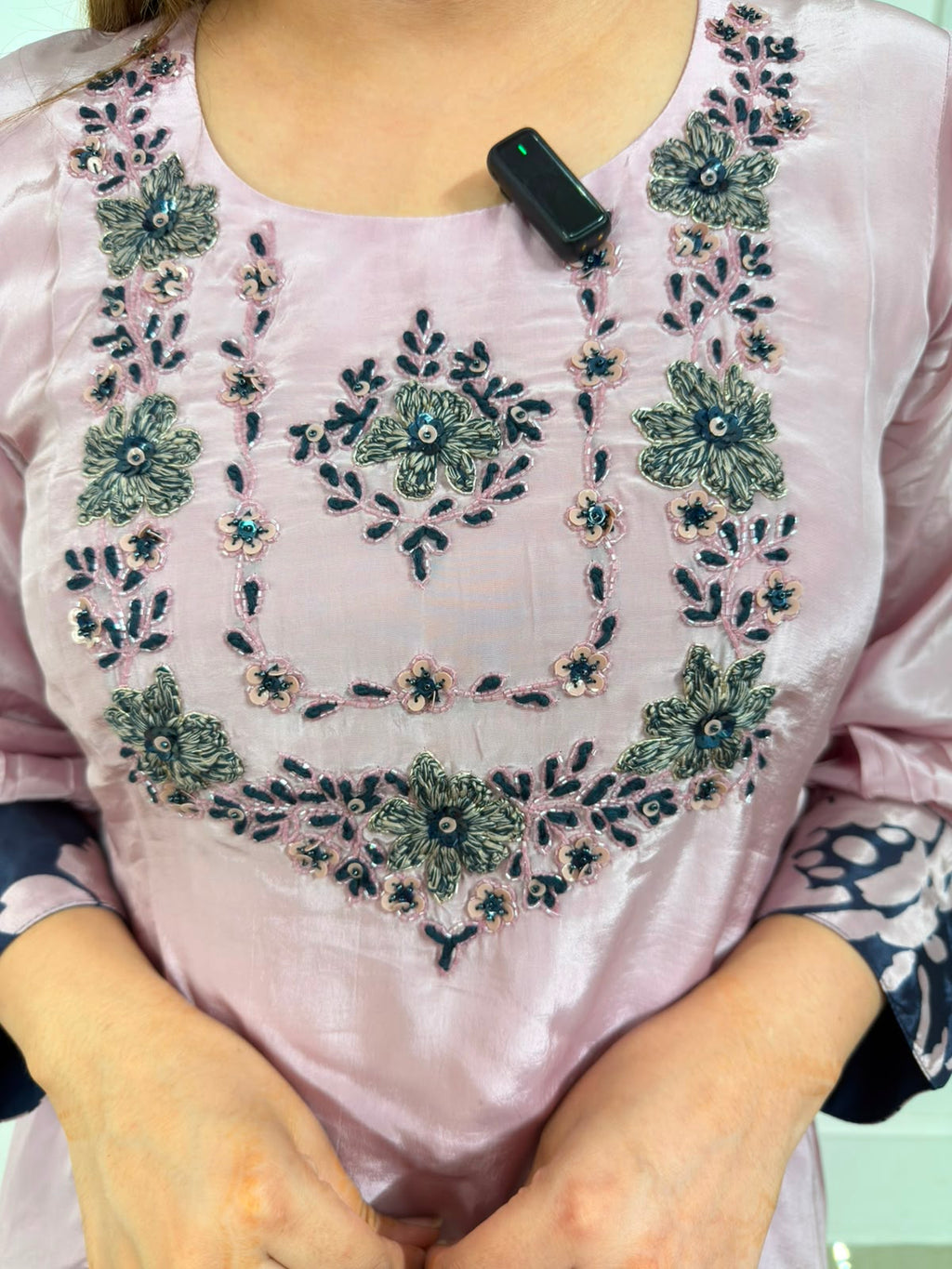 Rosabelle | Embroidered High-Low Kurta with Floral Palazzo Set
