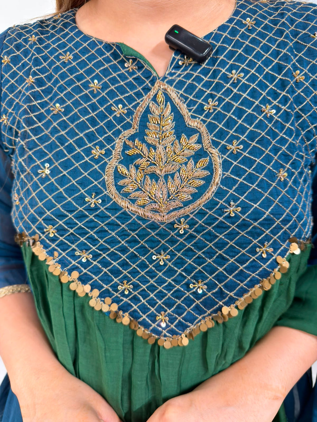 Verdelle | Embroidered Yoke Anarkali Suit Set with Chiffon Dupatta