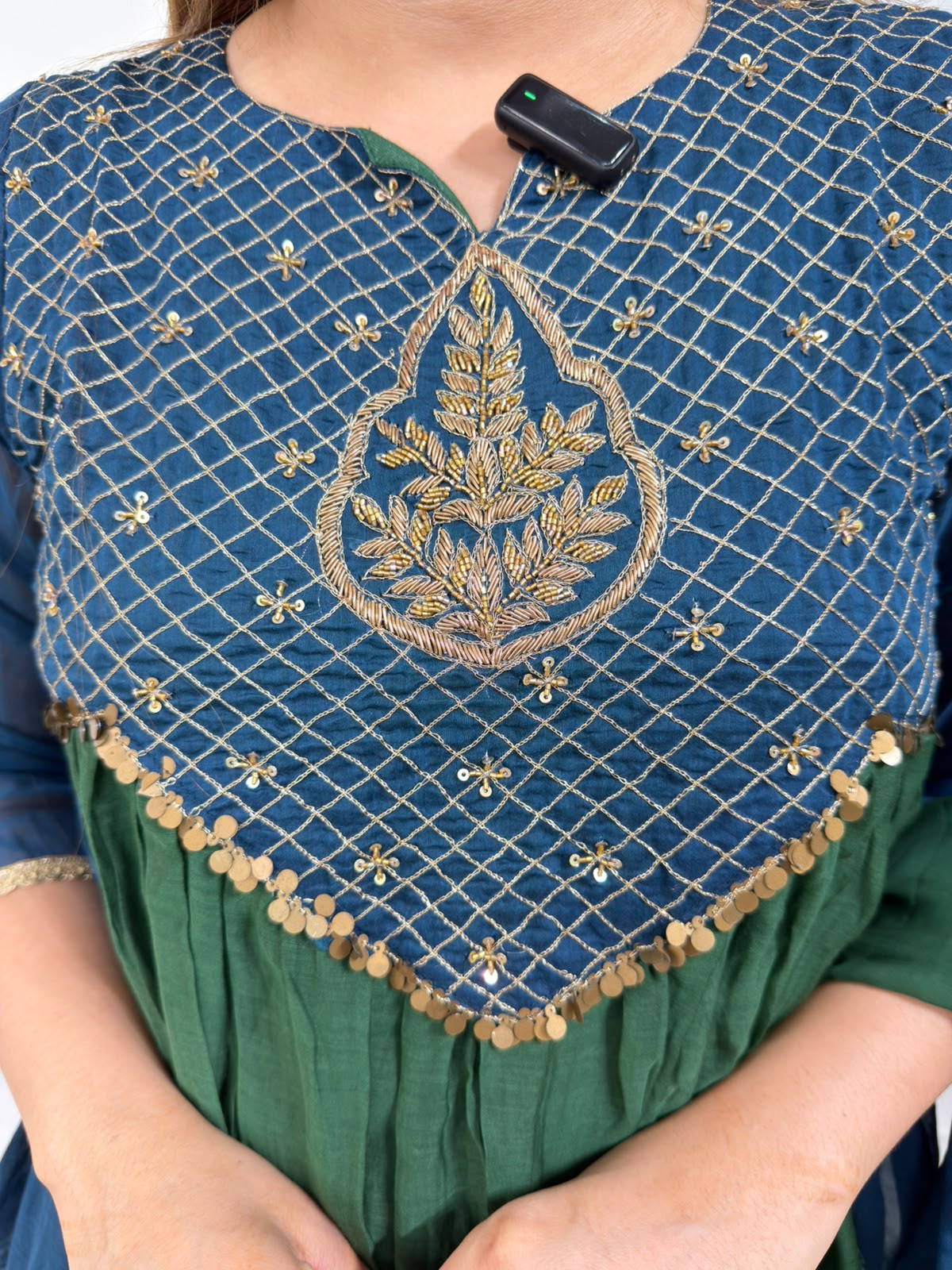 Verdelle | Embroidered Yoke Anarkali Suit Set with Chiffon Dupatta