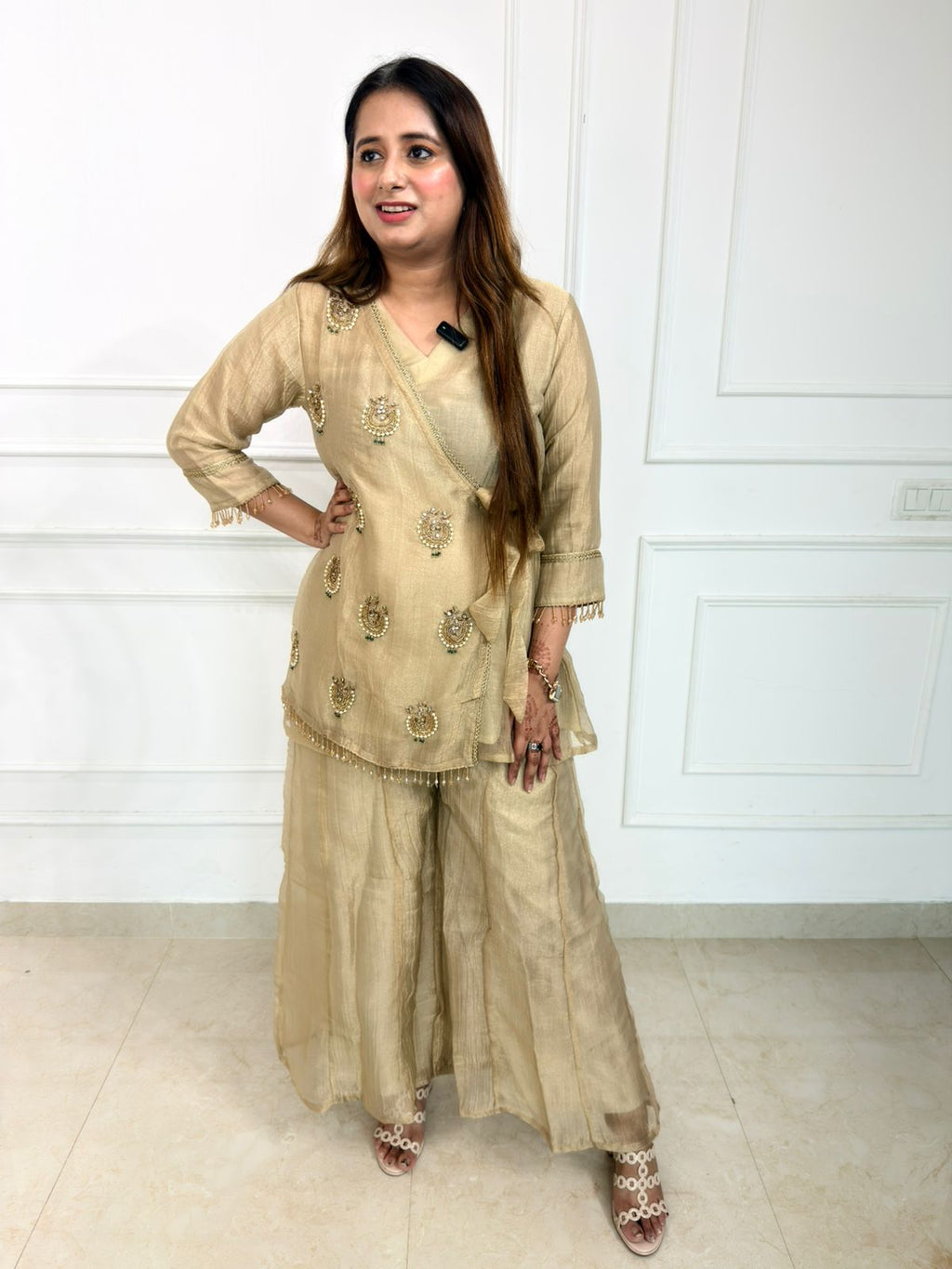 Aafreen | Embroidered Kurta with Flared Palazzo Set