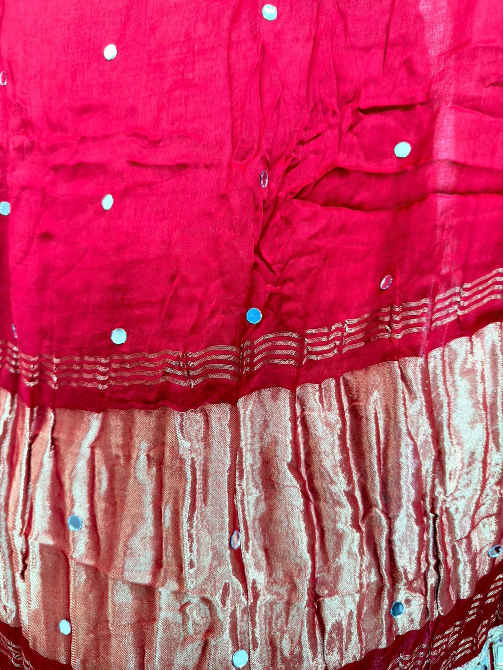 Riva – Deep Crimson Saree with Delicate Sequin Butti & Scalloped Border