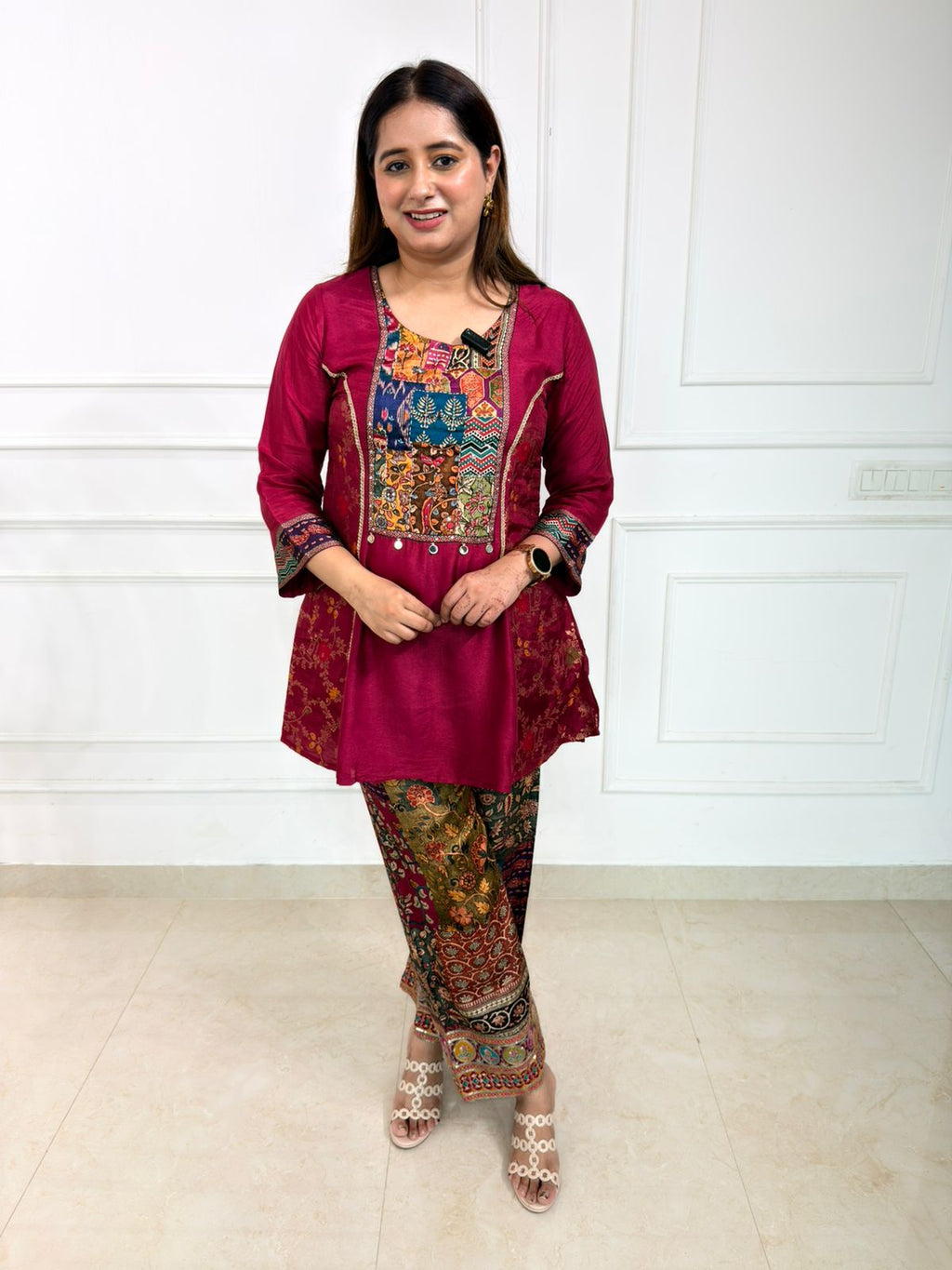 Boho – Printed Wine & Multicolor Kurta Pant Co-Ord Set