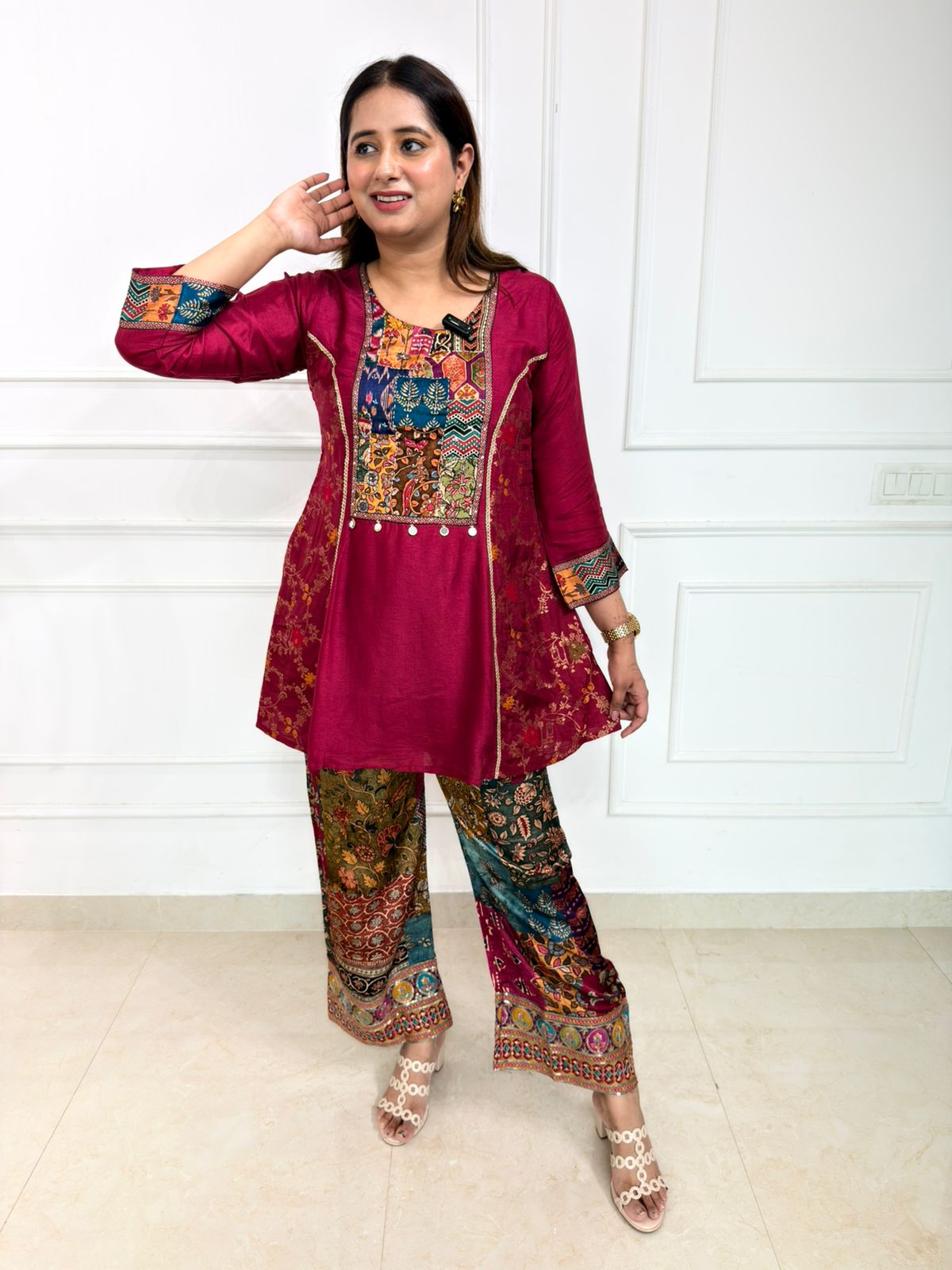 Boho – Printed Wine & Multicolor Kurta Pant Co-Ord Set