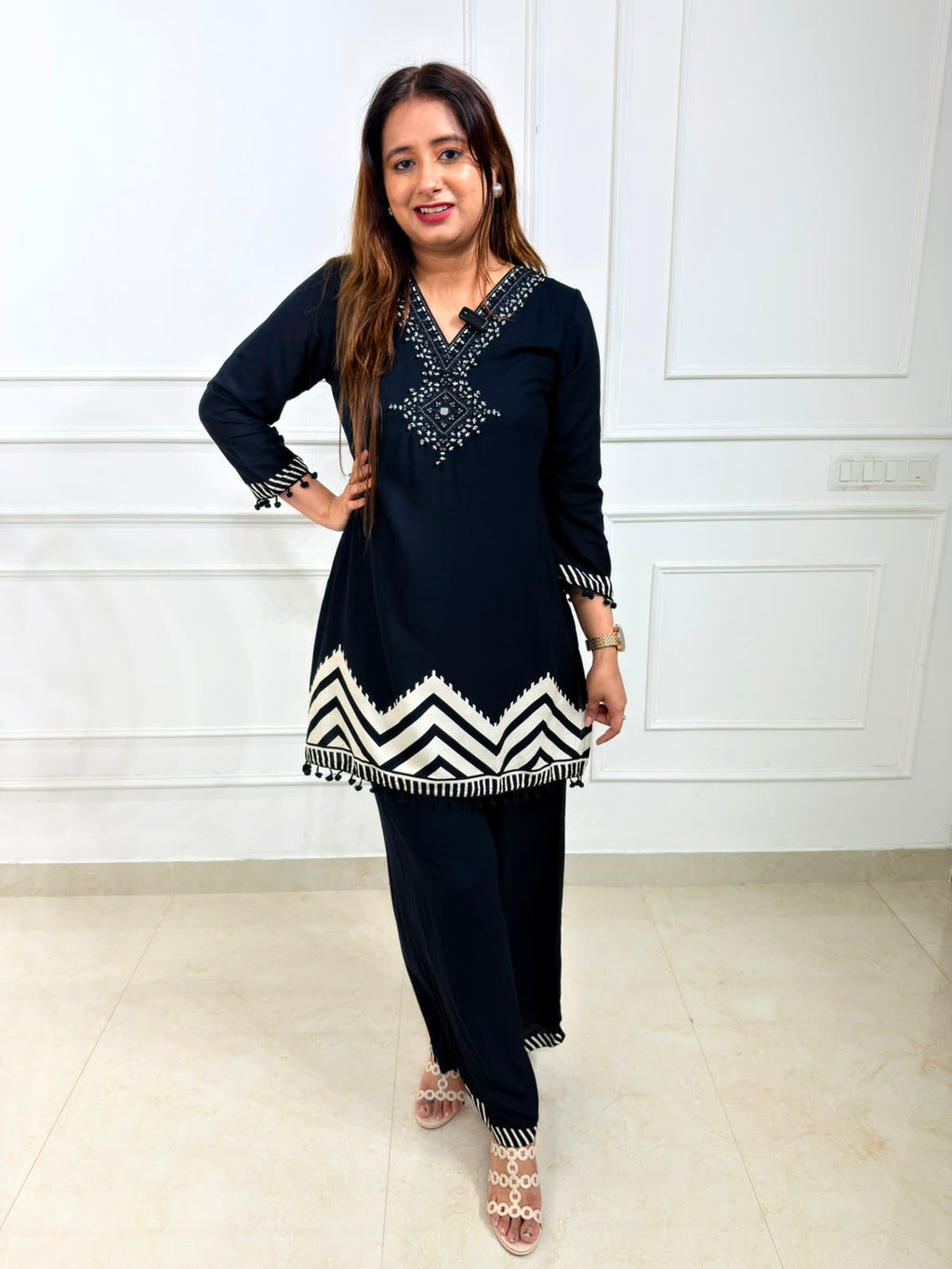 Arohi | Embroidered Chevron Co-Ord Set