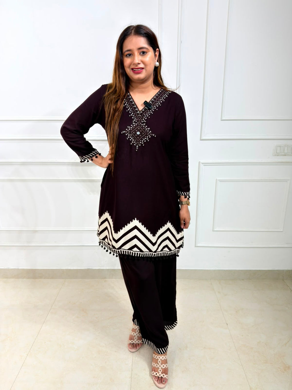 Arohi | Embroidered Chevron Co-Ord Set