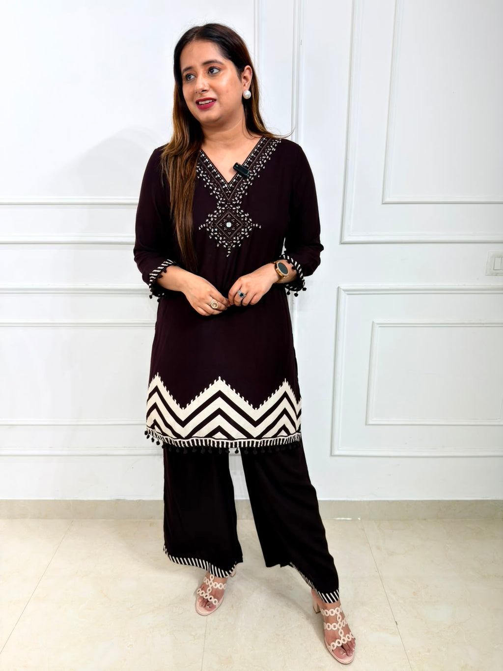 Arohi | Embroidered Chevron Co-Ord Set