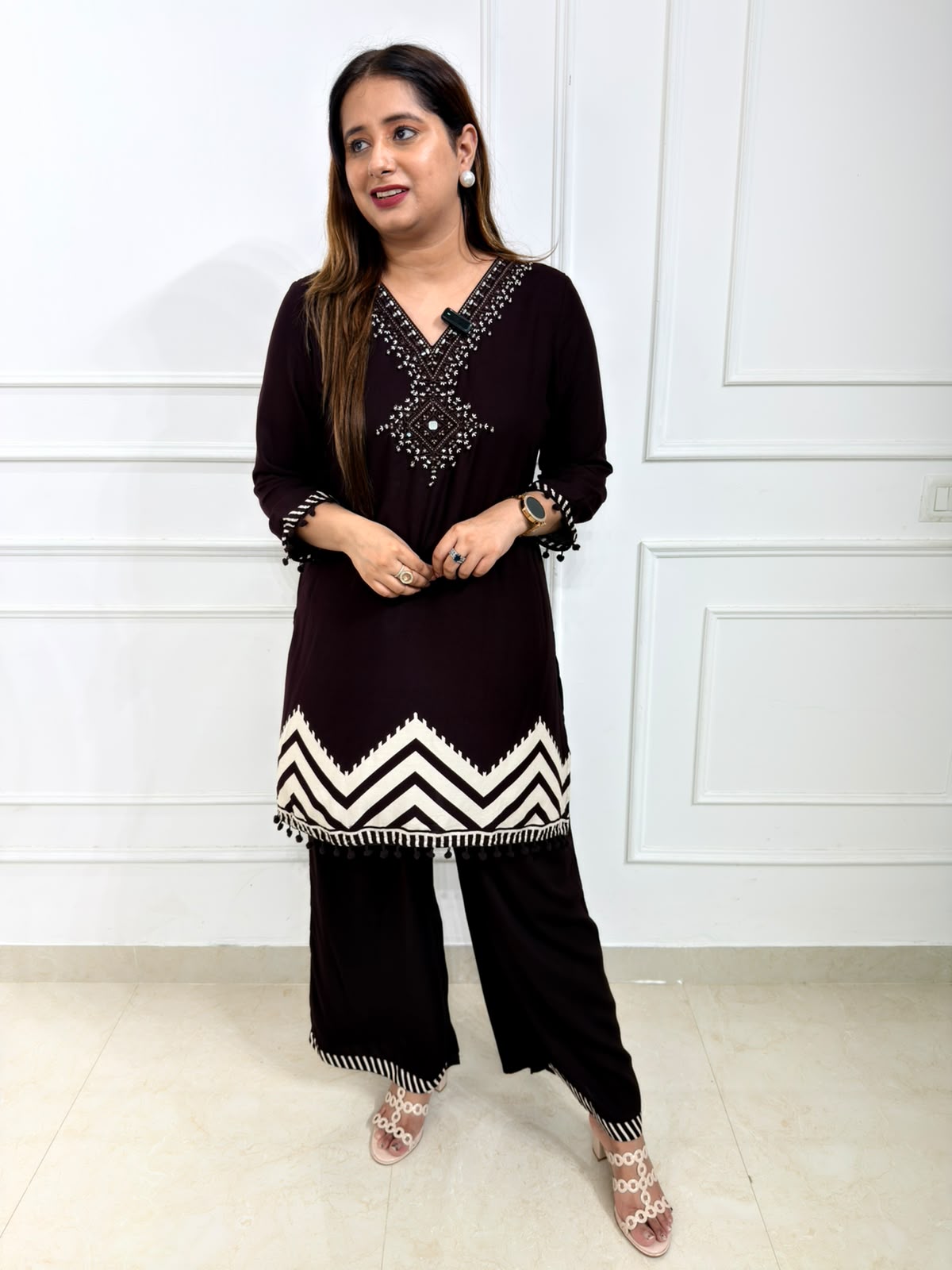 Arohi | Embroidered Chevron Co-Ord Set
