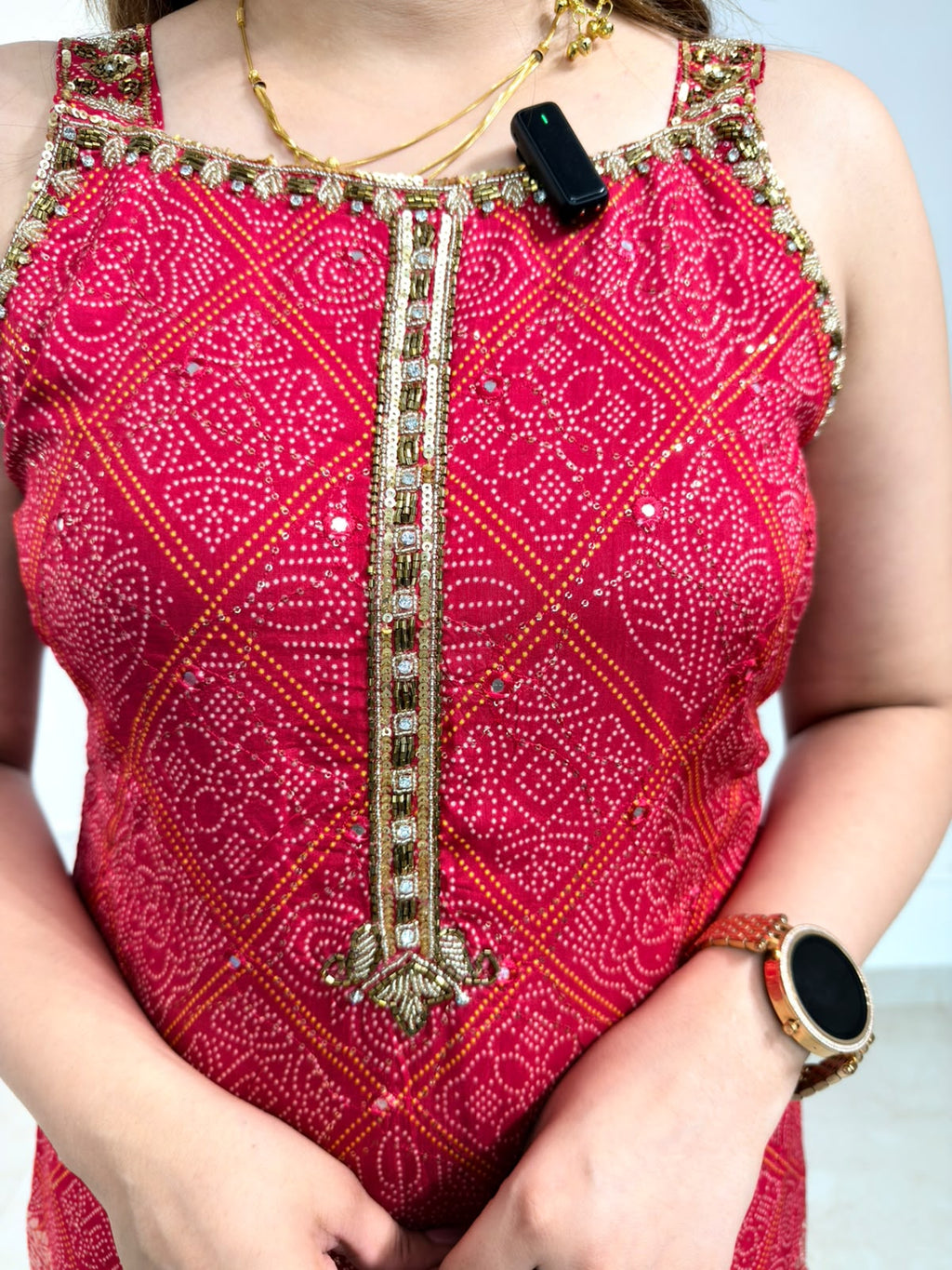 Ravisha | Rani Pink Printed Palazzo Suit Set with Dupatta