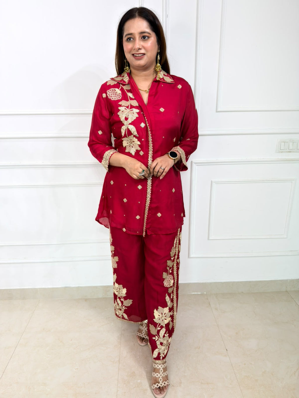 Ilana | Red Embroidered Co-Ord Set