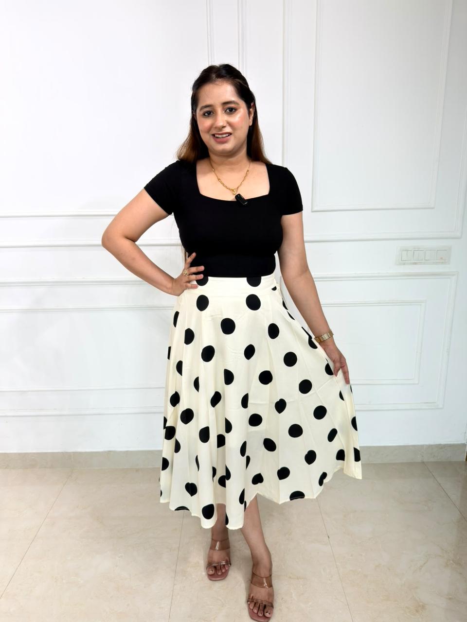 Bellara | Polka Dot Flared Skirt