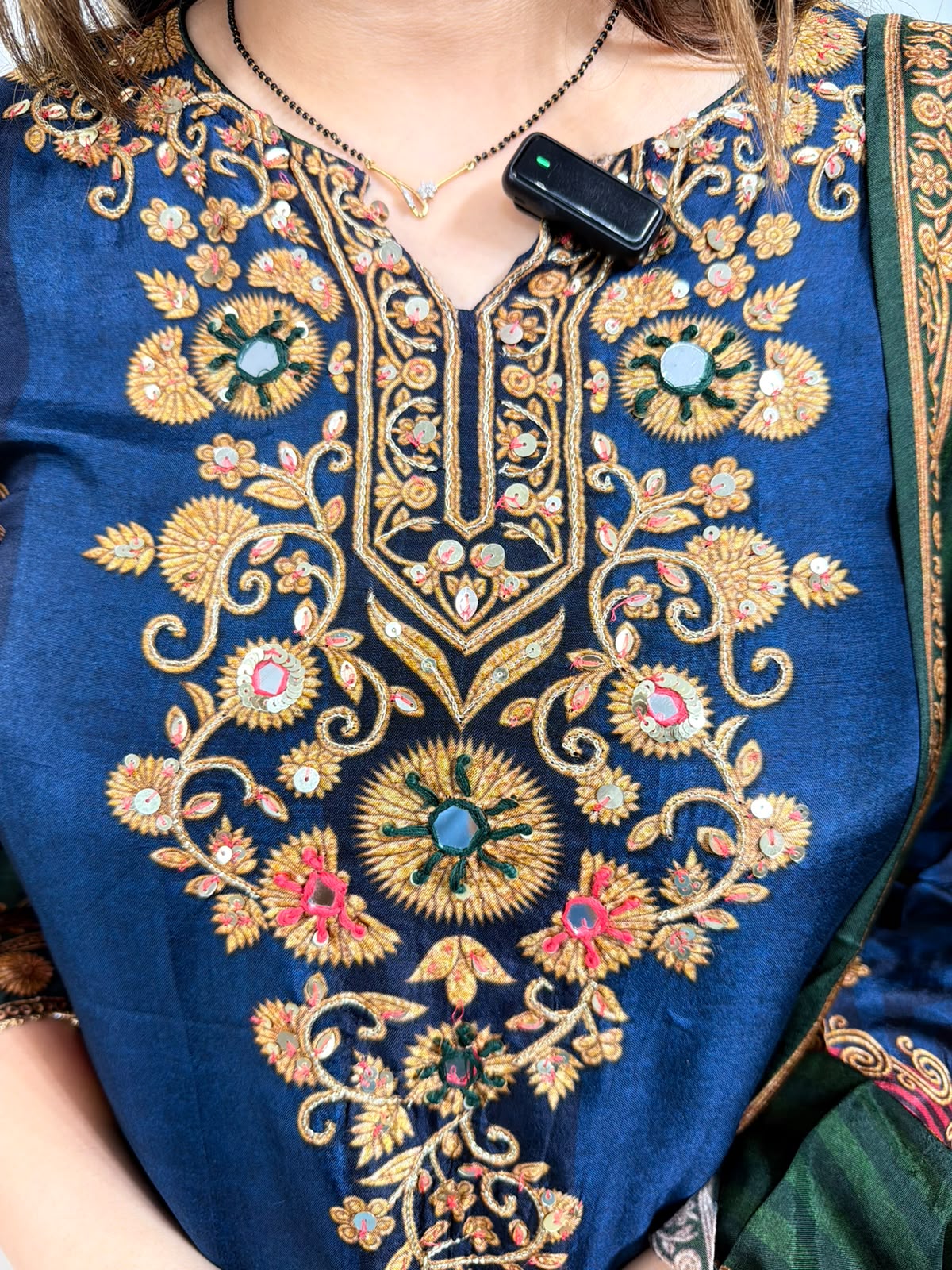 Neel | Navy & Emerald 3-Piece Designer Suit