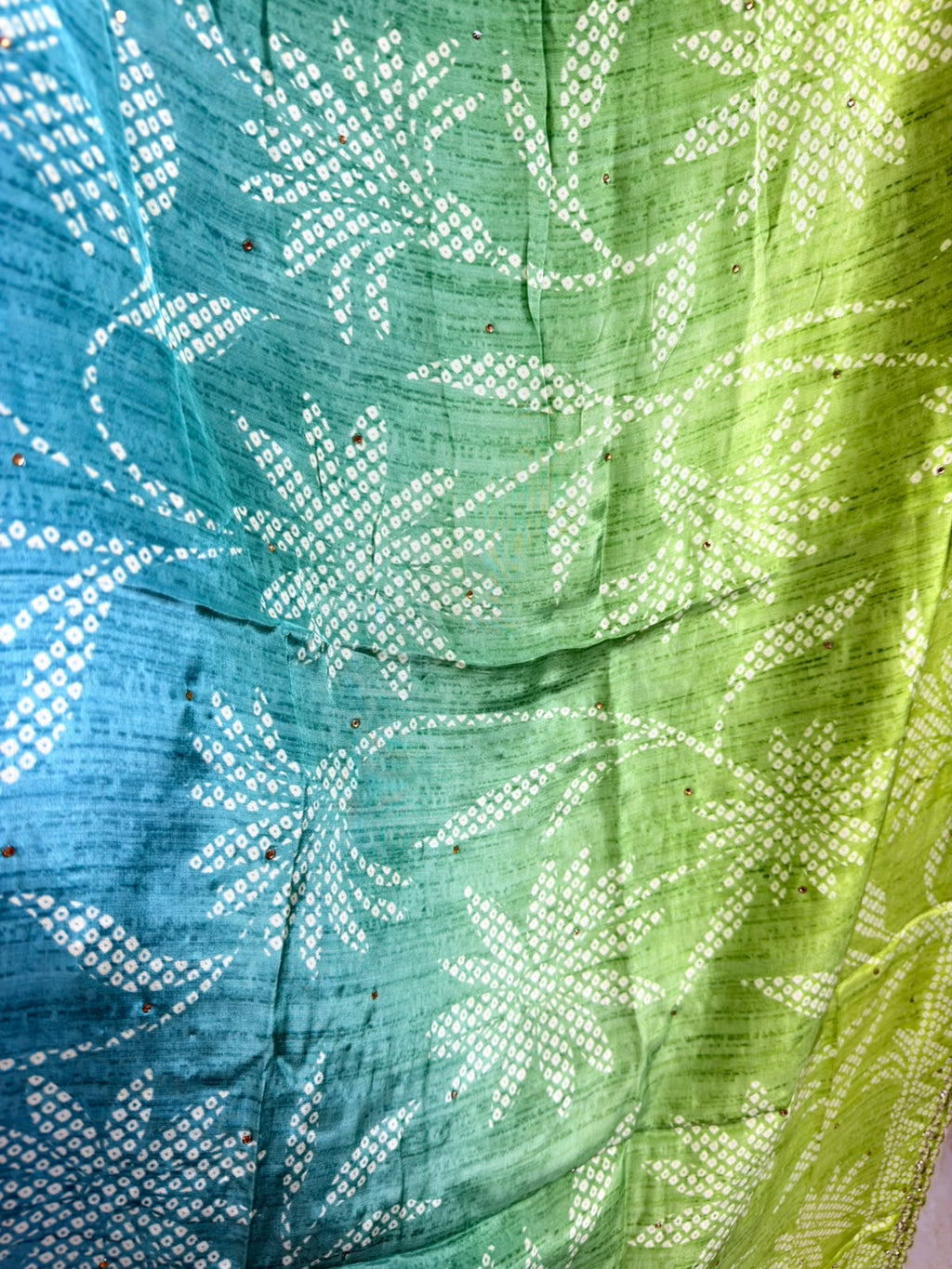 Meherza | Green Embroidered Suit Set with Ombre Dupatta
