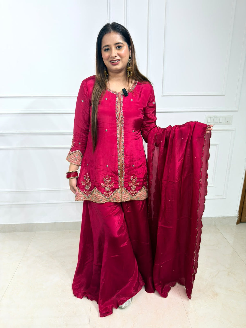 Gulnaar | Embroidered 3-Piece Sharara Suit Set