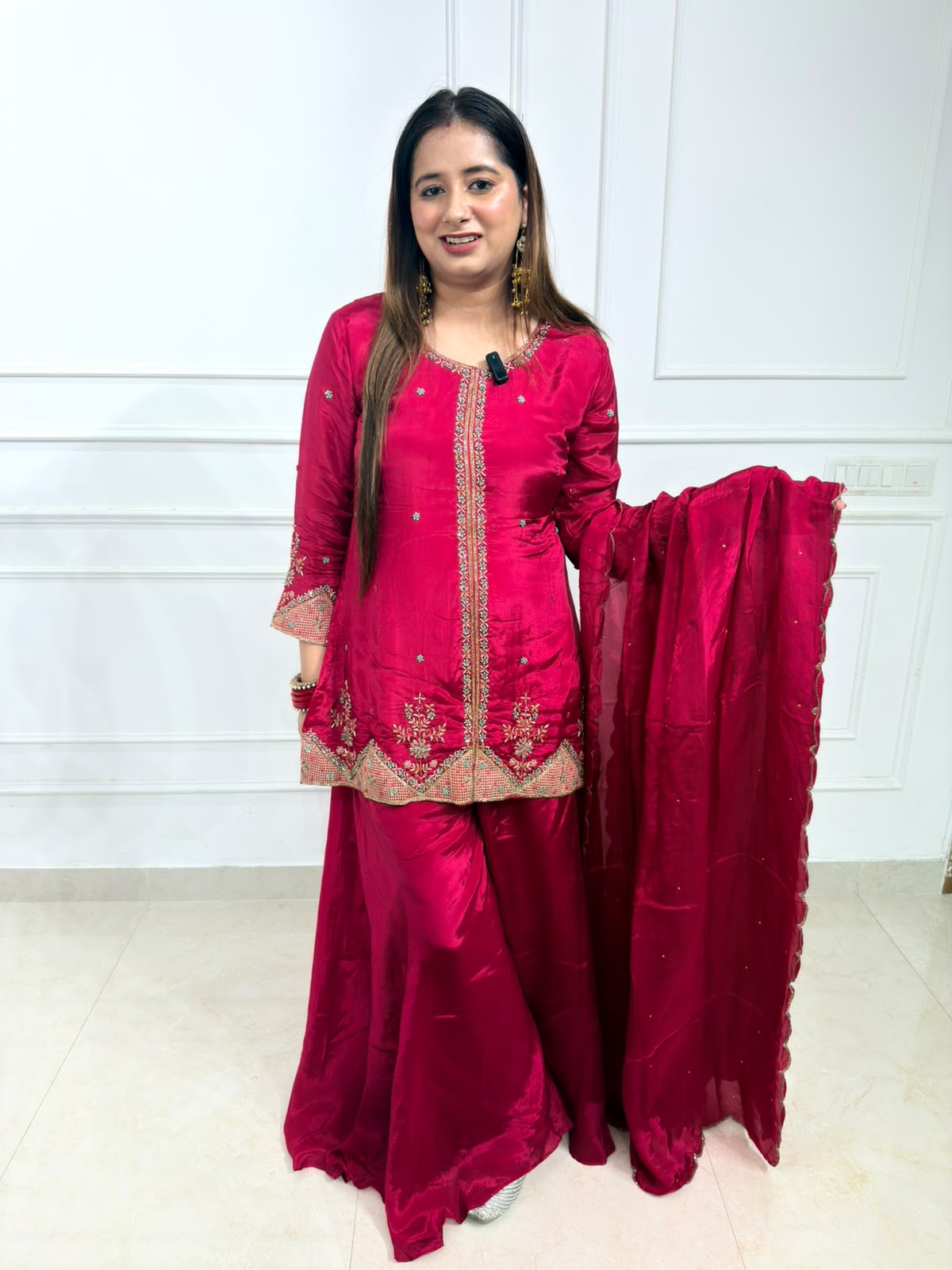 Gulnaar | Embroidered 3-Piece Sharara Suit Set