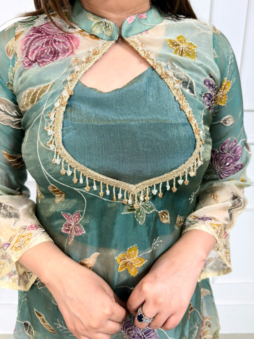 Meherza | Floral Embroidered Sharara Suit Set
