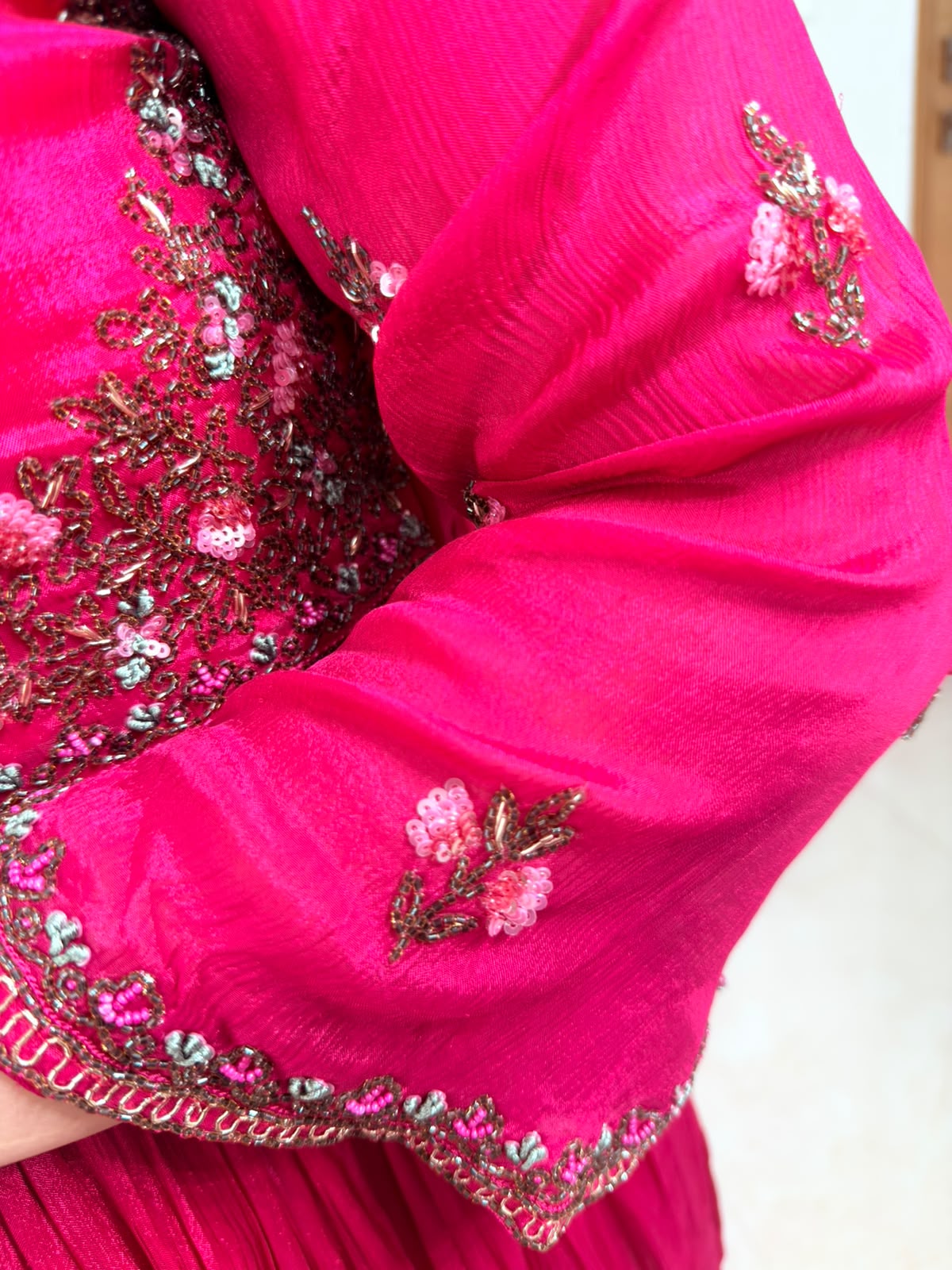 Nishtha | Embroidered Magenta Anarkali Gown with Dupatta