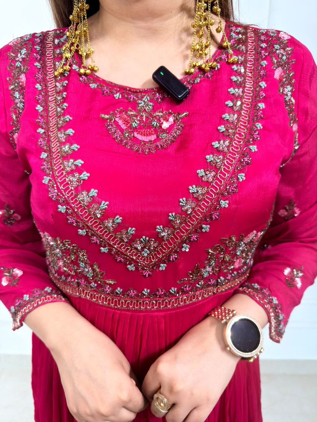 Nishtha | Embroidered Magenta Anarkali Gown with Dupatta