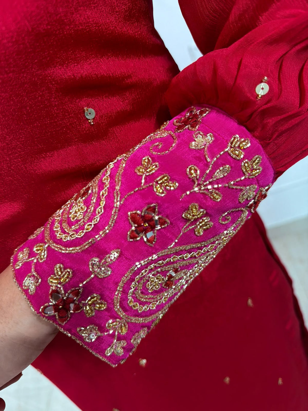 Aafreen – Wine Embroidered Straight Suit Set
