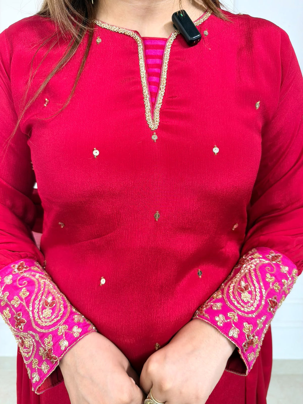 Aafreen – Wine Embroidered Straight Suit Set