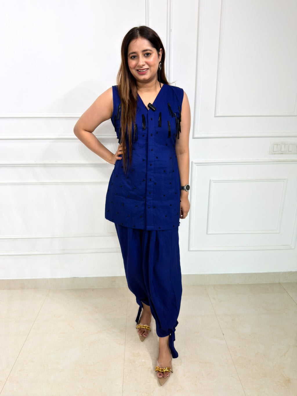 Nayra – Navy Blue Embellished 2-Piece Coord Set