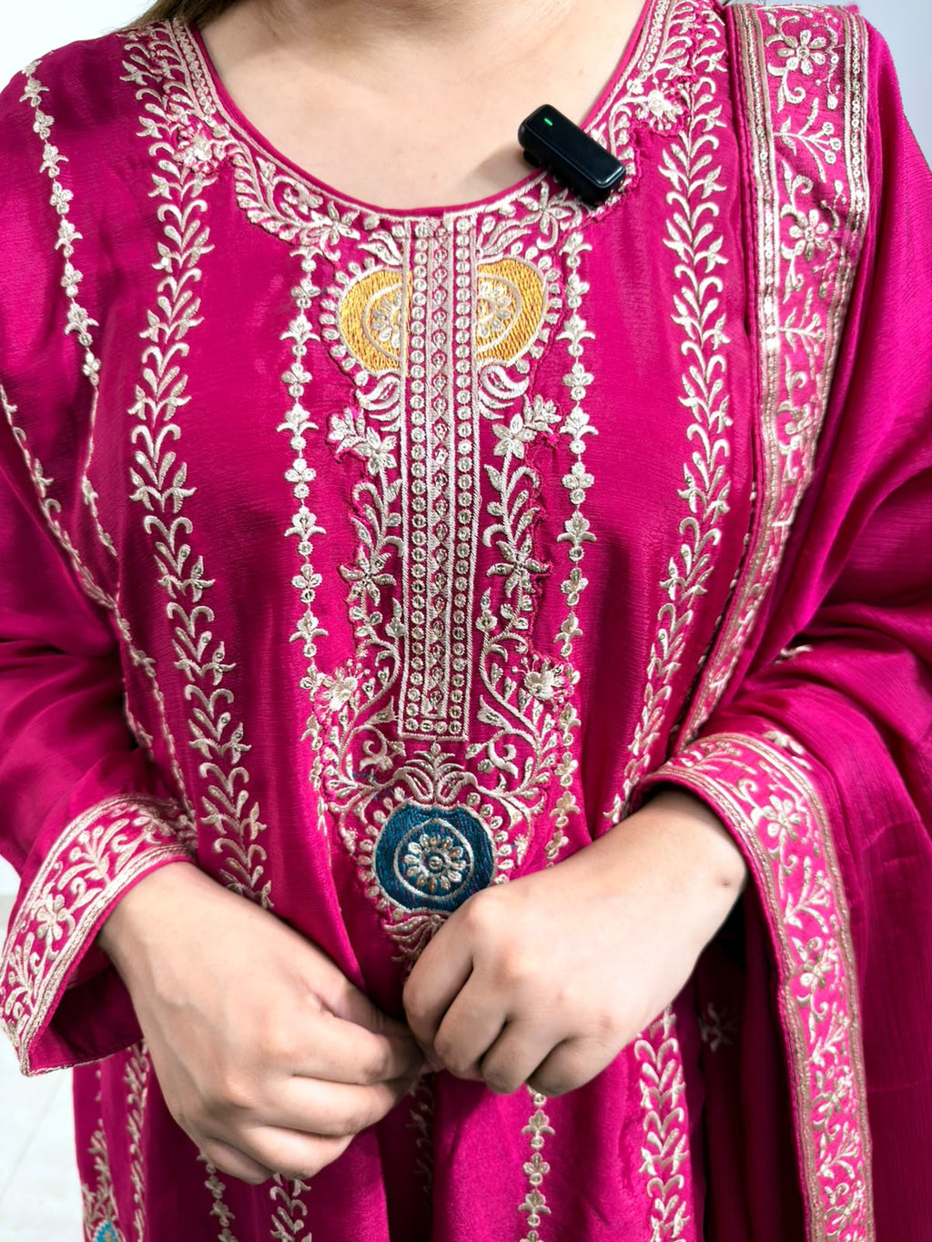 Gulrukh | Klyro Magenta Handworked 3-Piece Suit Set
