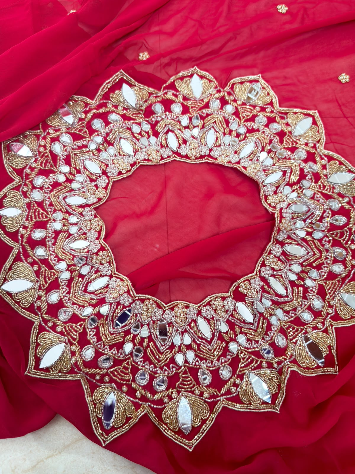 Vamika | Wine Red Georgette Saree with Embellished Border & Blouse