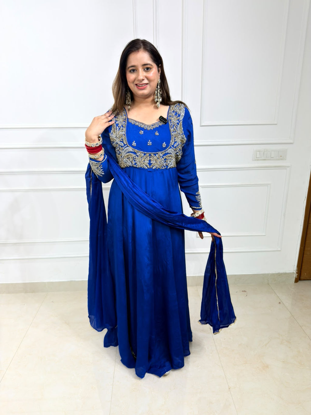 Ziva | Royal Blue Handworked Anarkali Suit with Dupatta