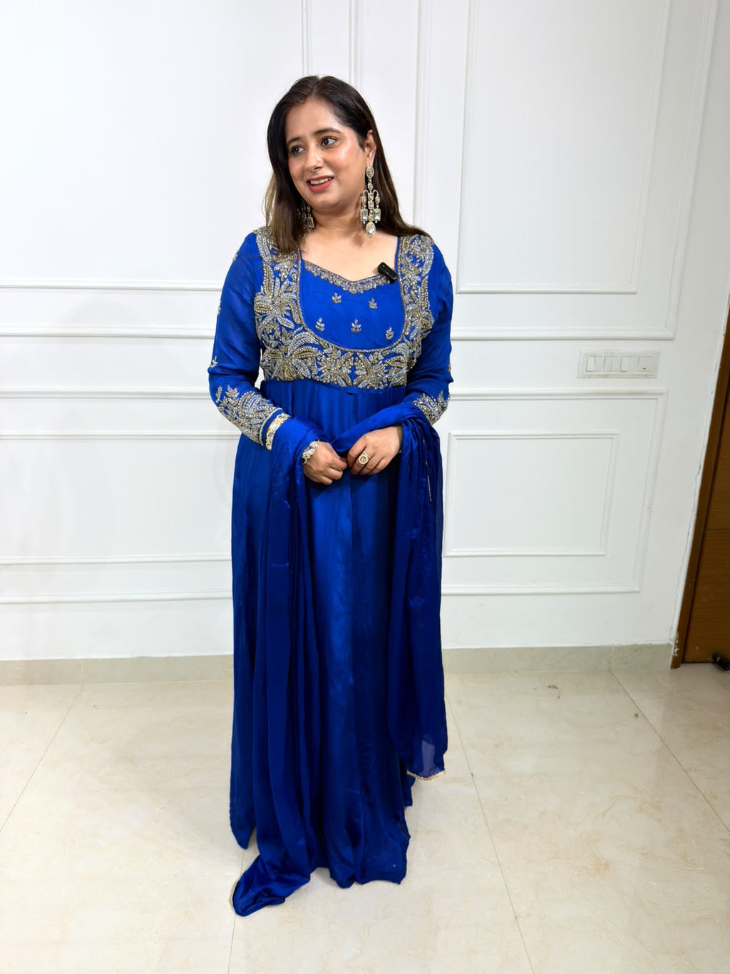 Ziva | Royal Blue Handworked Anarkali Suit with Dupatta