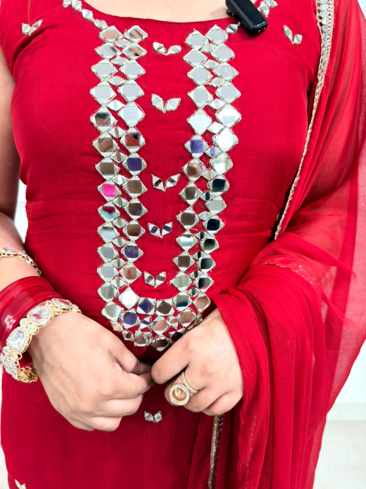 Ruvina | Maroon Mirror Work Straight Suit Set with Dupatta