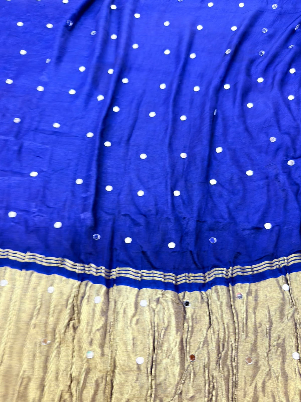 Vaylina | Royal Blue Mirror Work Saree with Embellished Pallu