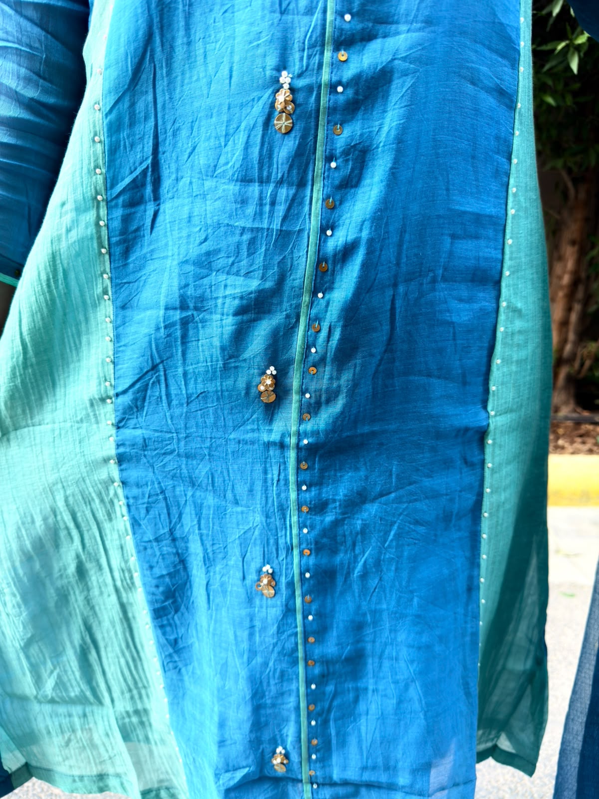 Azuvera – Blue & Aqua Mul Cotton Suit Set with Straight Pants & Dupatta
